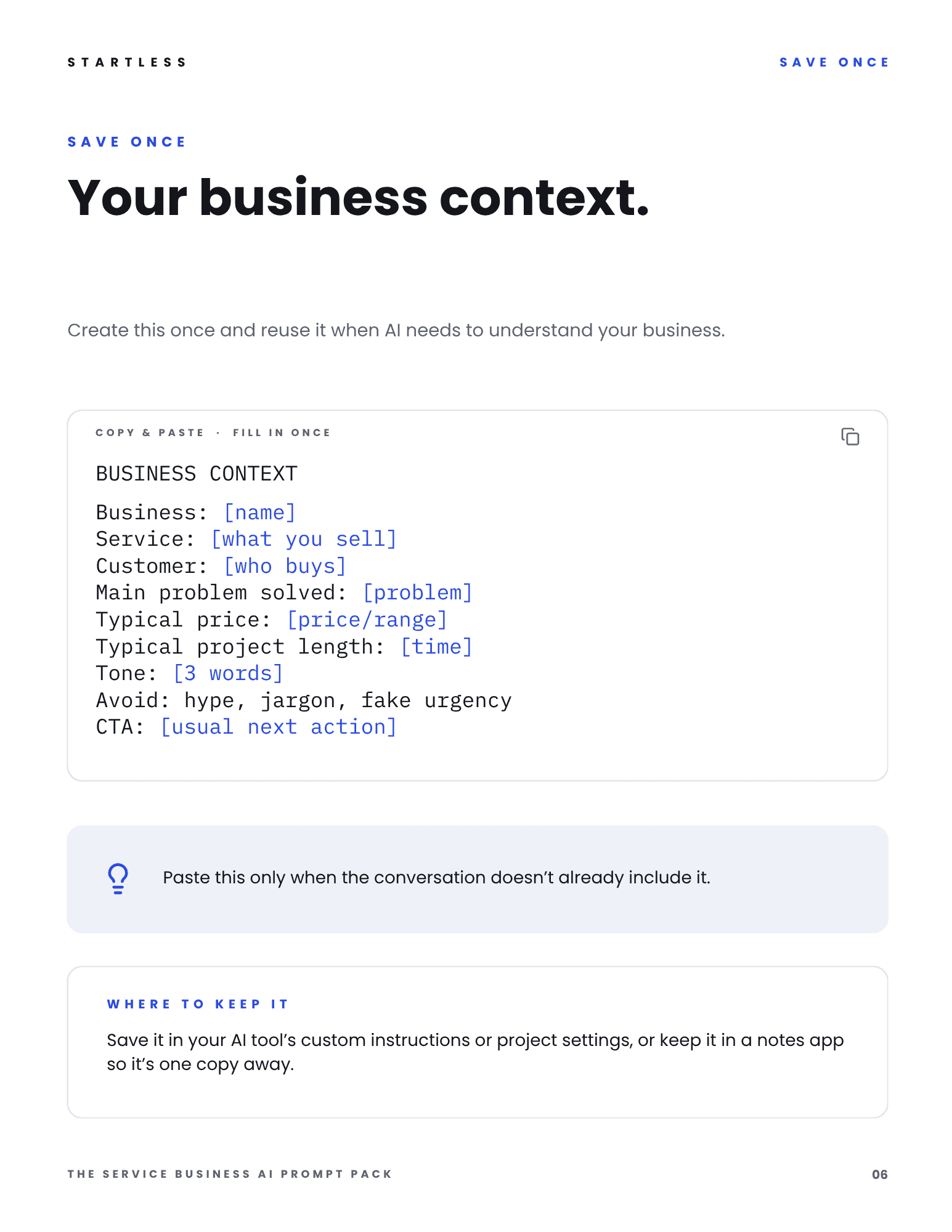 SAVE ONCE — The Service Business AI Prompt Pack
